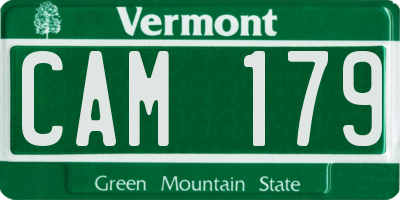 VT license plate CAM179