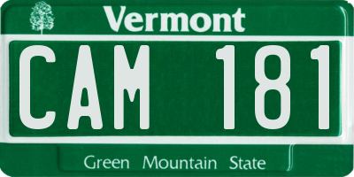 VT license plate CAM181
