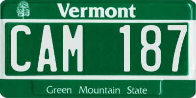 VT license plate CAM187