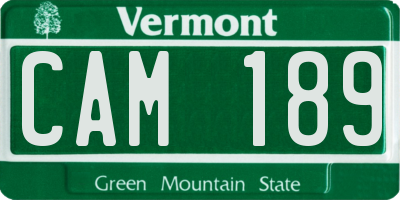 VT license plate CAM189