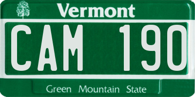 VT license plate CAM190