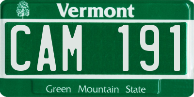 VT license plate CAM191