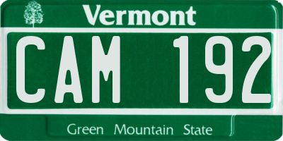 VT license plate CAM192