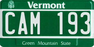 VT license plate CAM193