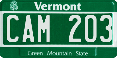 VT license plate CAM203