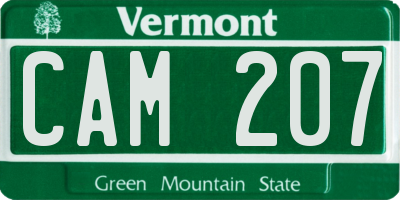 VT license plate CAM207
