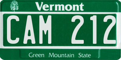 VT license plate CAM212