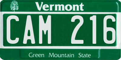 VT license plate CAM216