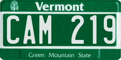 VT license plate CAM219