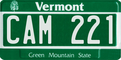 VT license plate CAM221
