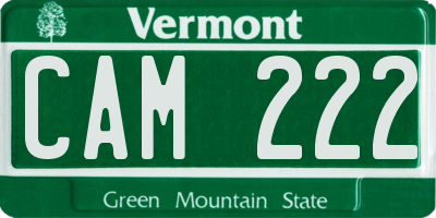 VT license plate CAM222