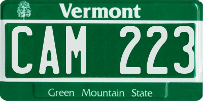 VT license plate CAM223