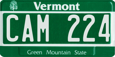 VT license plate CAM224