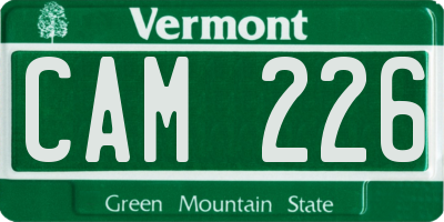 VT license plate CAM226