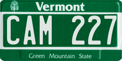 VT license plate CAM227