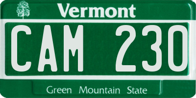 VT license plate CAM230