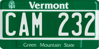 VT license plate CAM232