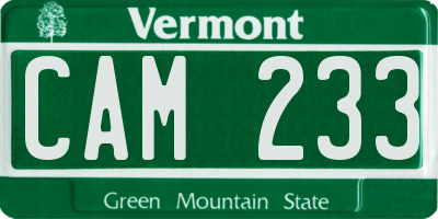 VT license plate CAM233