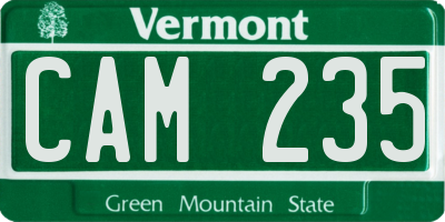 VT license plate CAM235