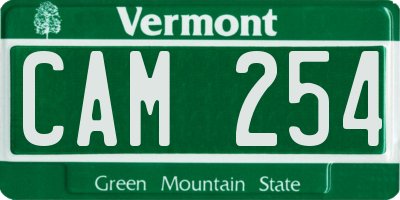 VT license plate CAM254