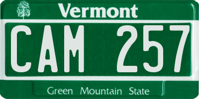 VT license plate CAM257
