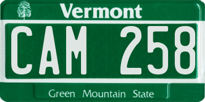 VT license plate CAM258