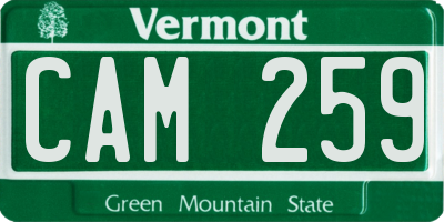 VT license plate CAM259