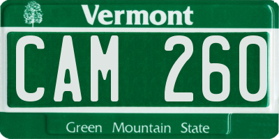 VT license plate CAM260