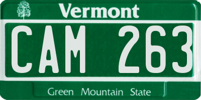 VT license plate CAM263