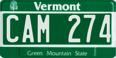 VT license plate CAM274