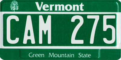 VT license plate CAM275