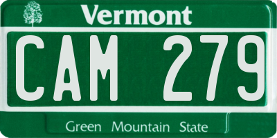 VT license plate CAM279