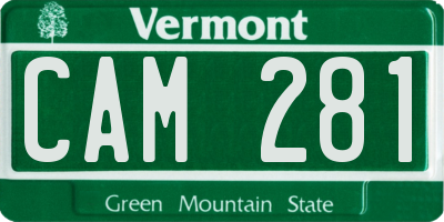 VT license plate CAM281