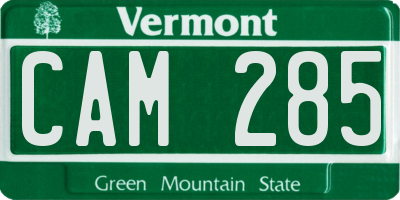 VT license plate CAM285