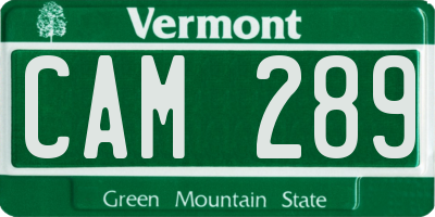 VT license plate CAM289