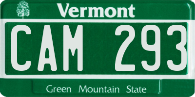 VT license plate CAM293