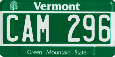 VT license plate CAM296