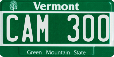 VT license plate CAM300