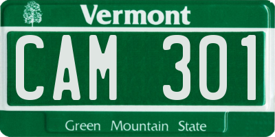 VT license plate CAM301