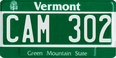 VT license plate CAM302