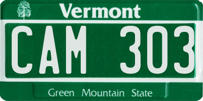 VT license plate CAM303