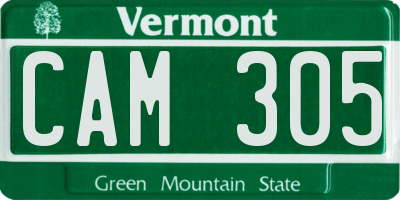 VT license plate CAM305