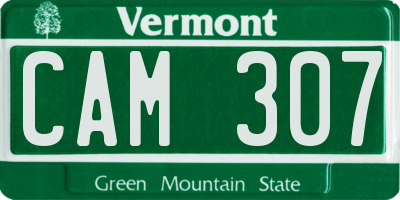 VT license plate CAM307