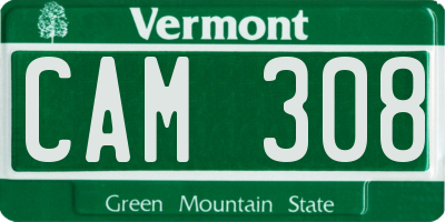 VT license plate CAM308