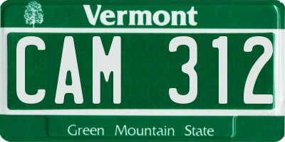 VT license plate CAM312