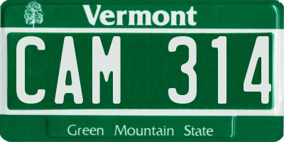 VT license plate CAM314