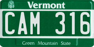 VT license plate CAM316