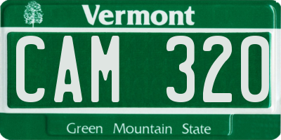 VT license plate CAM320