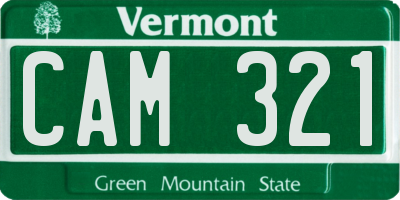 VT license plate CAM321
