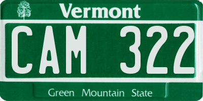VT license plate CAM322